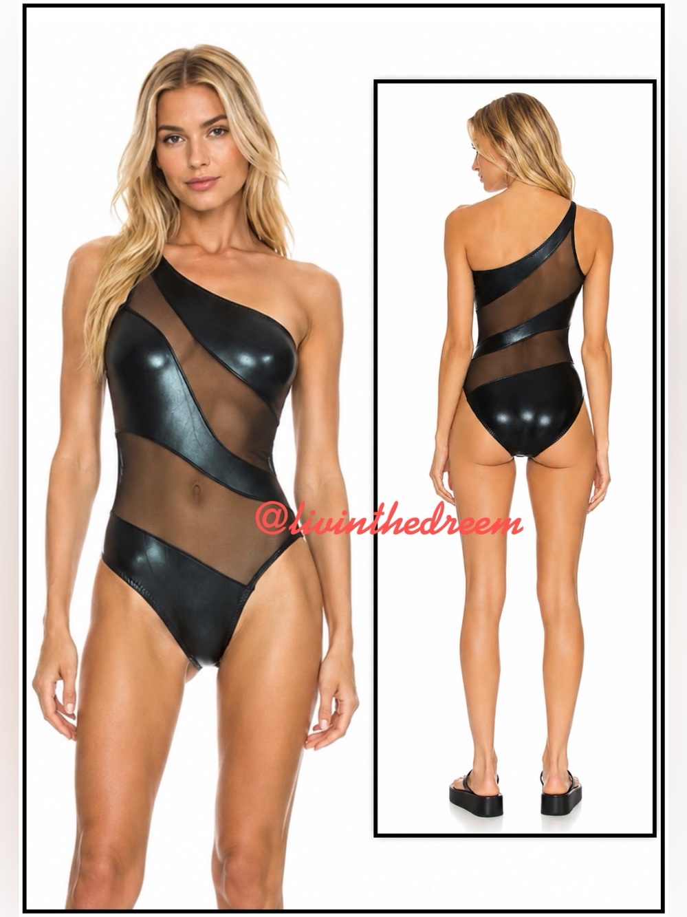 NORMA KAMALI Snake Mesh Mio Swimsuit SZ M